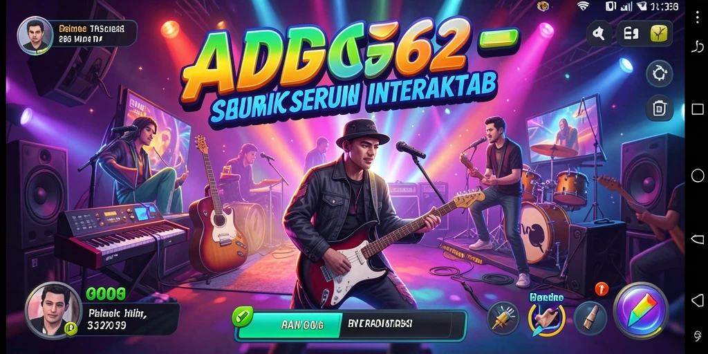 Tampilan gameplay ADG62 dengan lagu-lagu musik yang seru.
