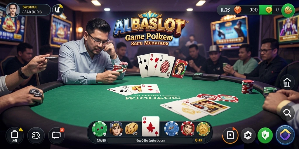 Tampilan gameplay ASBASLOT dengan suasana Poker yang menegangkan.