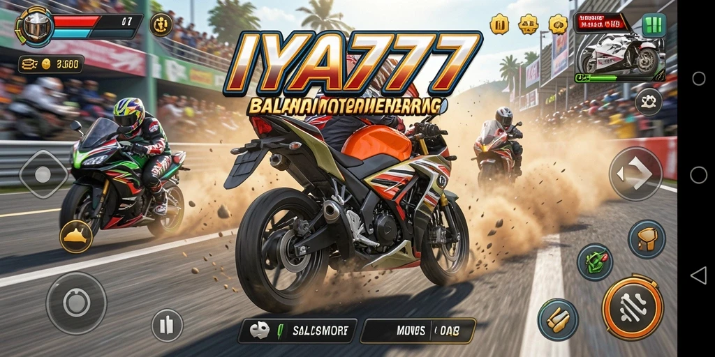 Gameplay balapan motor yang seru dan menegangkan.