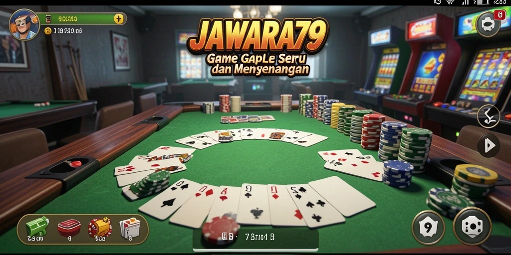 Tampilan gameplay seru dari JAWARA79 dengan pemain berkompetisi di Gaple.