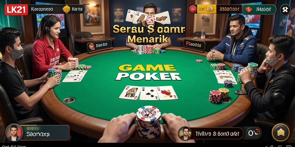 Tampilan gameplay LK21 dengan suasana Poker yang mendebarkan.