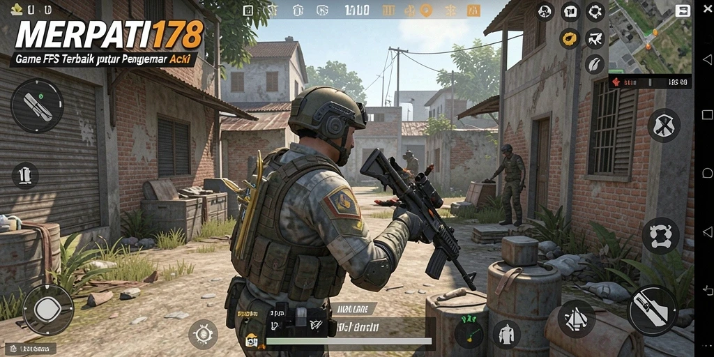 Tangkapan layar gameplay MERPATI178 yang menunjukkan aksi tembak-menembak intens.