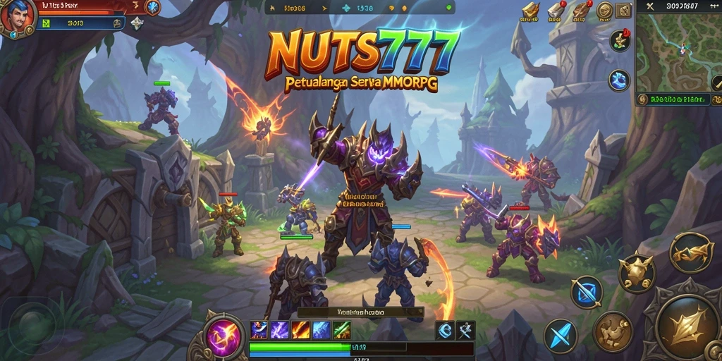 Tangkapan layar gameplay dari NUTS777 menampilkan aksi seru dalam pertempuran MMORPG.