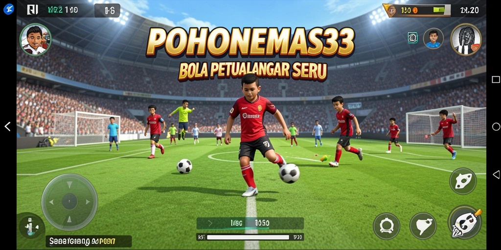 Screenshot menampilkan momen seru dalam pertandingan Sepak Bola