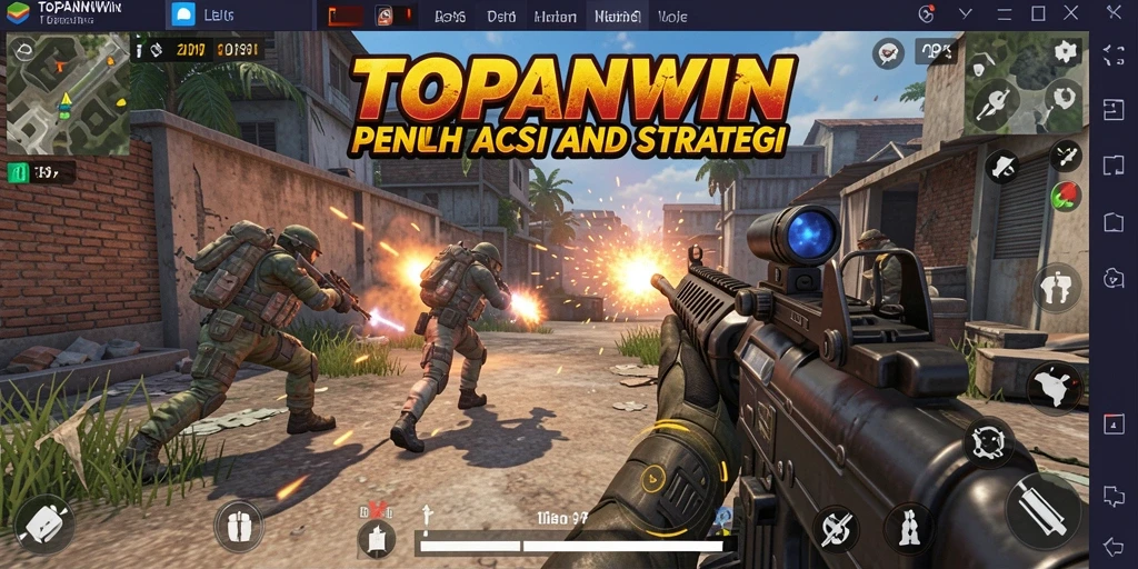 Screenshot utama TOPANWIN menampilkan aksi intense dalam pertempuran FPS.